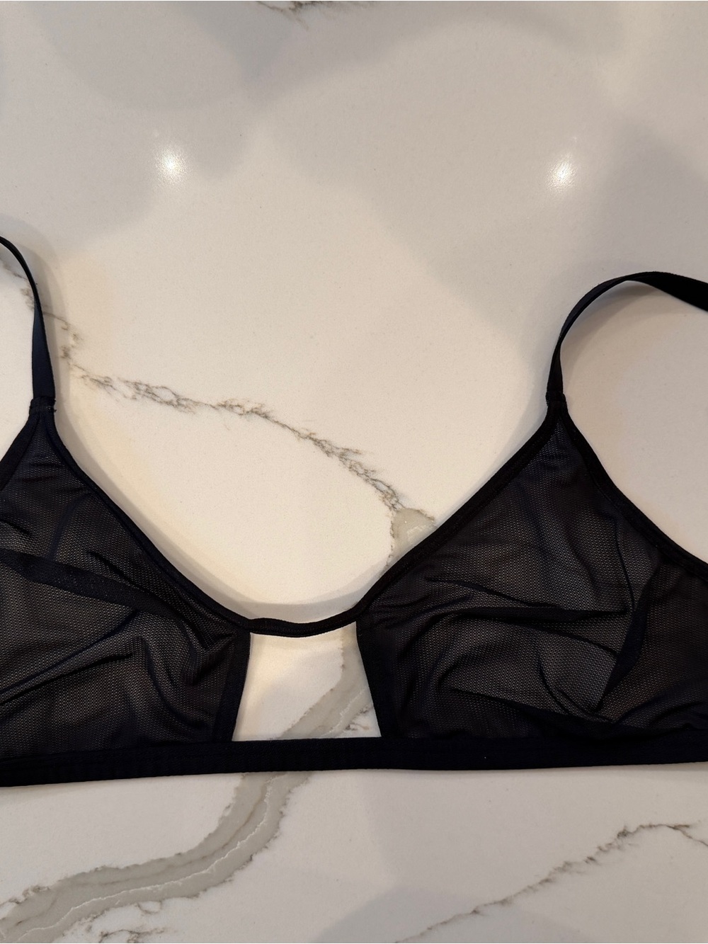 Sieve Cutout Bra Size 2 Sheer Black Mesh Bralette - Women Intimates